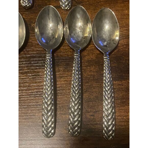 Godinger Silver Plated Braided Flatware Set 25pc Fork Knife Spoon Vintage - Picture 3 of 7